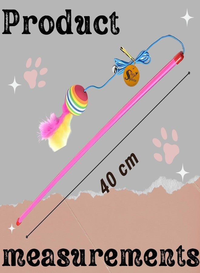 Sage Square Cat, Kitten Teaser Stick - Interactive Cat Toy with Feather, Bell, String for Playtime Fun, Exercise & Engage Your Cat’s Natural Hunting Instincts, Exciting & Safe Teaser Toy (Type 1) - Image 3